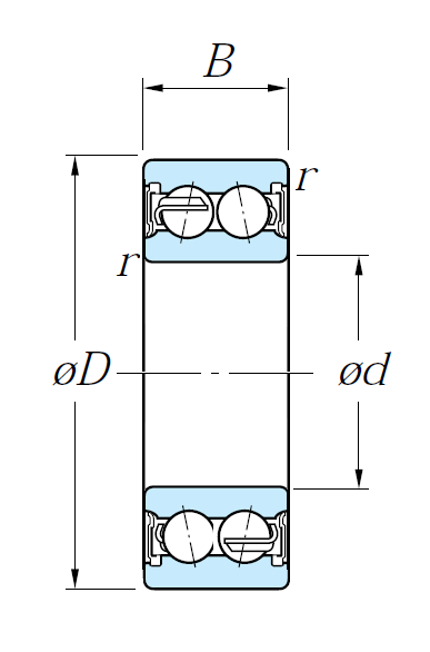 Двухрядный шариковый подшипник 5203 2RS