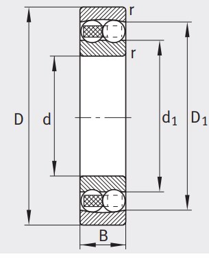 Двухрядный шариковый подшипник 1204 TVH