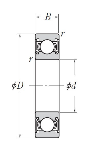 Однорядный шариковый подшипник 60/22 DDU C3