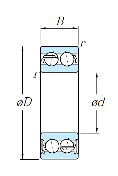 Двухрядный шариковый подшипник 5205 ZZ