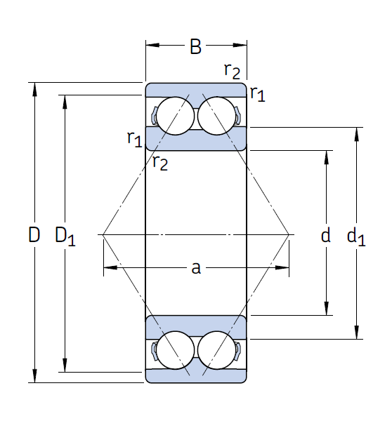 Двухрядный шариковый подшипник 3206 A 2RS1TN9/C3MT33
