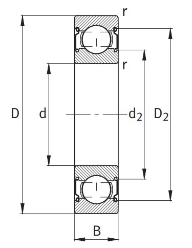 Однорядный шариковый подшипник 6001 C 2Z