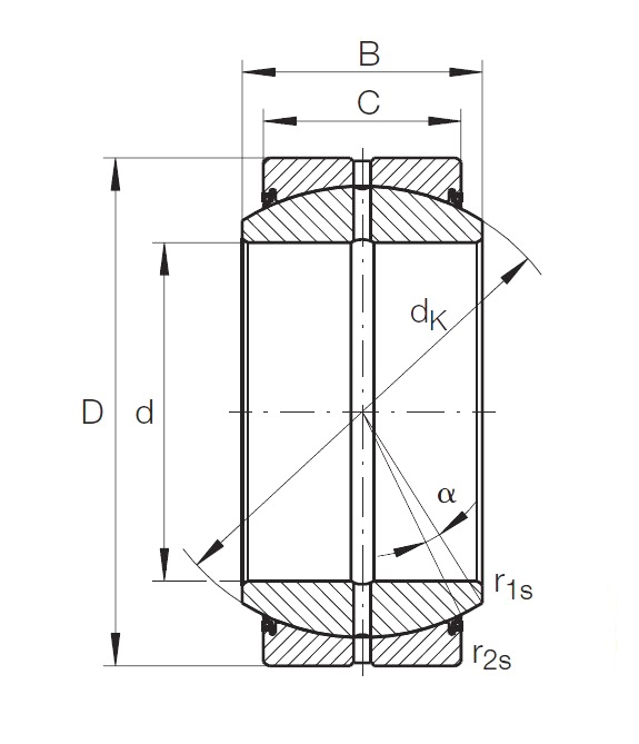 Сферический радиальный подшипник скольжения GE 45 DO 2RS