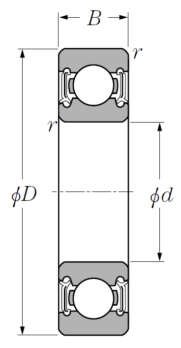 Однорядный шариковый подшипник 6313 DDU C3