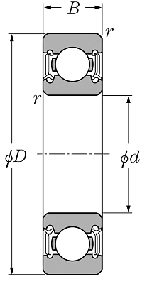 Однорядный шариковый подшипник 60/28 LLU NR/2AS
