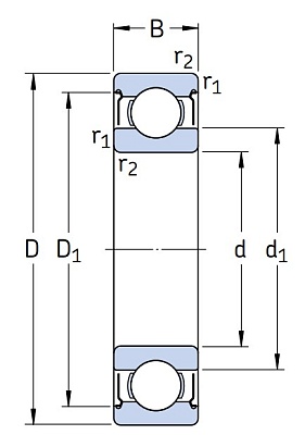 Однорядный шариковый подшипник 6002 2Z/C3
