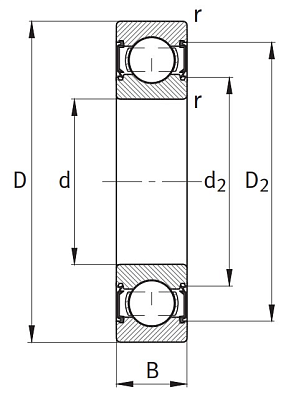 Однорядный шариковый подшипник 6002 C 2HRS C3