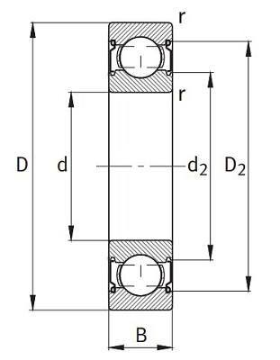 Однорядный шариковый подшипник 6002 C 2Z