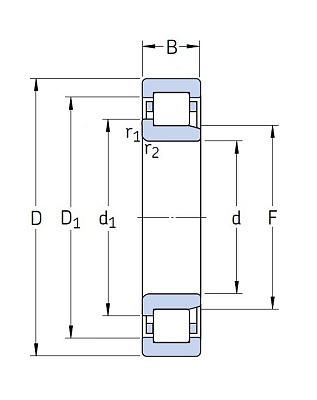 Роликовый цилиндрический подшипник NJ 211 ECP/C3