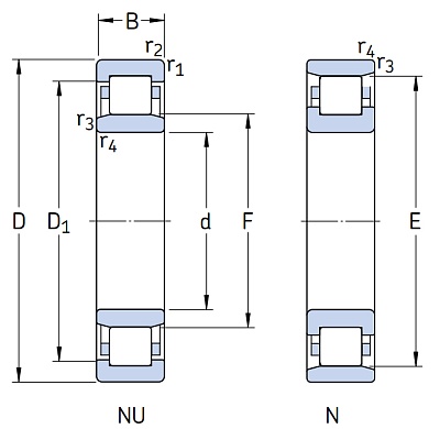 Роликовый цилиндрический подшипник N 306 ECP
