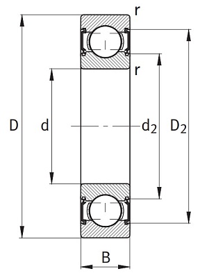 Однорядный шариковый подшипник 6001 C 2HRS