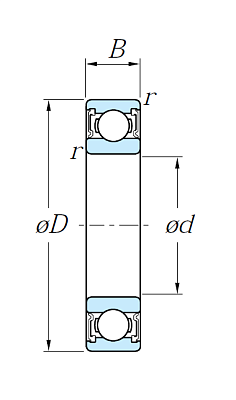Однорядный шариковый подшипник 60/28 2RS