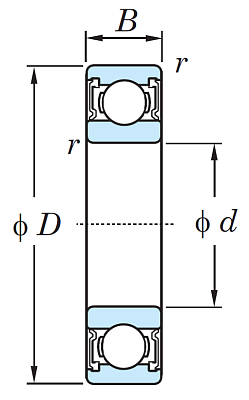 Однорядный шариковый подшипник 6000 2RS C3