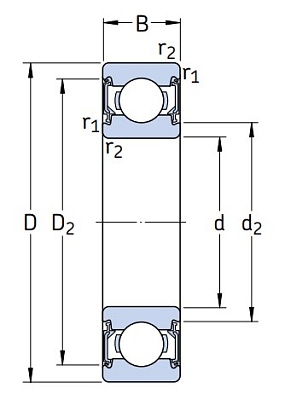 Однорядный шариковый подшипник 6000 2RSLTN9/C3VT162