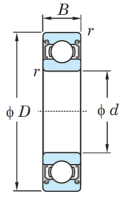 Однорядный шариковый подшипник 6012 ZZ C3