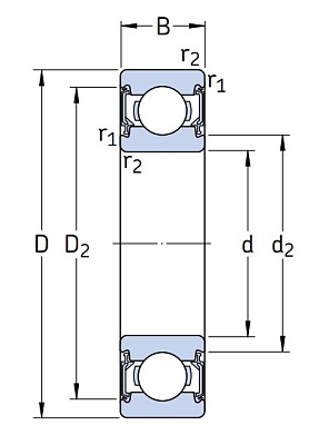 Однорядный шариковый подшипник 6002 2RSLTN9/C3VT162