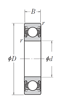 Однорядный шариковый подшипник 60/22 DDU C3
