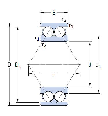Двухрядный шариковый подшипник 3206 A 2RS1TN9/C3MT33