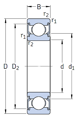 Однорядный шариковый подшипник 6002 2RSH/C3
